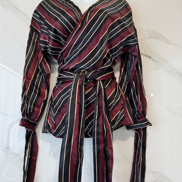 Zara Tops - Zara Basic Striped Blouse in Black, Red, and Gold